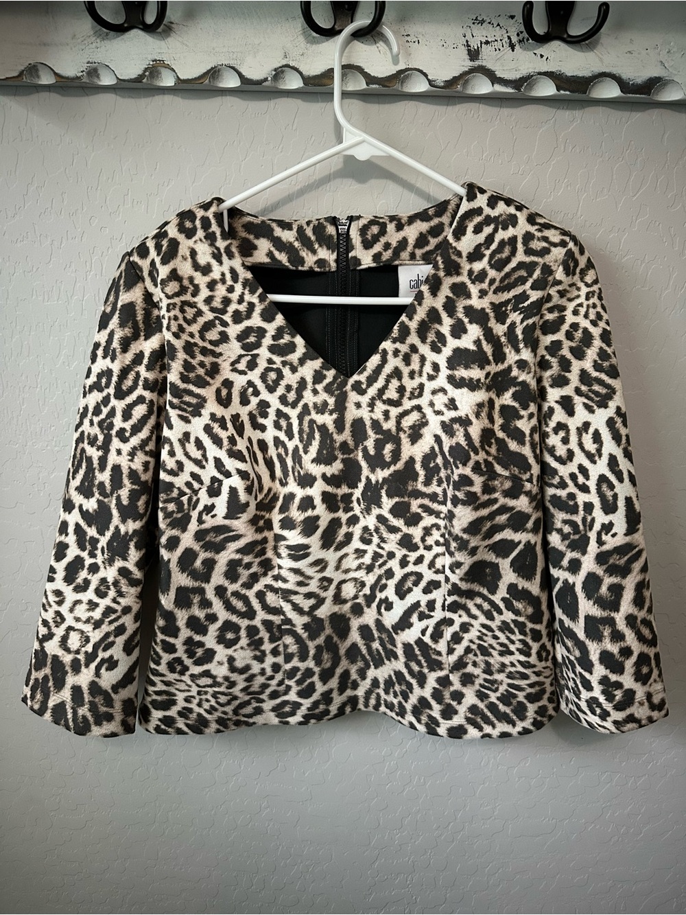 CAbi Leopard Print Top - Beige & Black